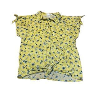 Yellow Daisy Knot Top, waist and shoulder ties, medium